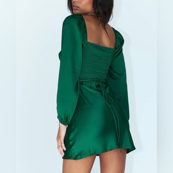 Princess Polly Nakita Long Sleeve Mini Green Dress sz 4 - Picture 2 of 6